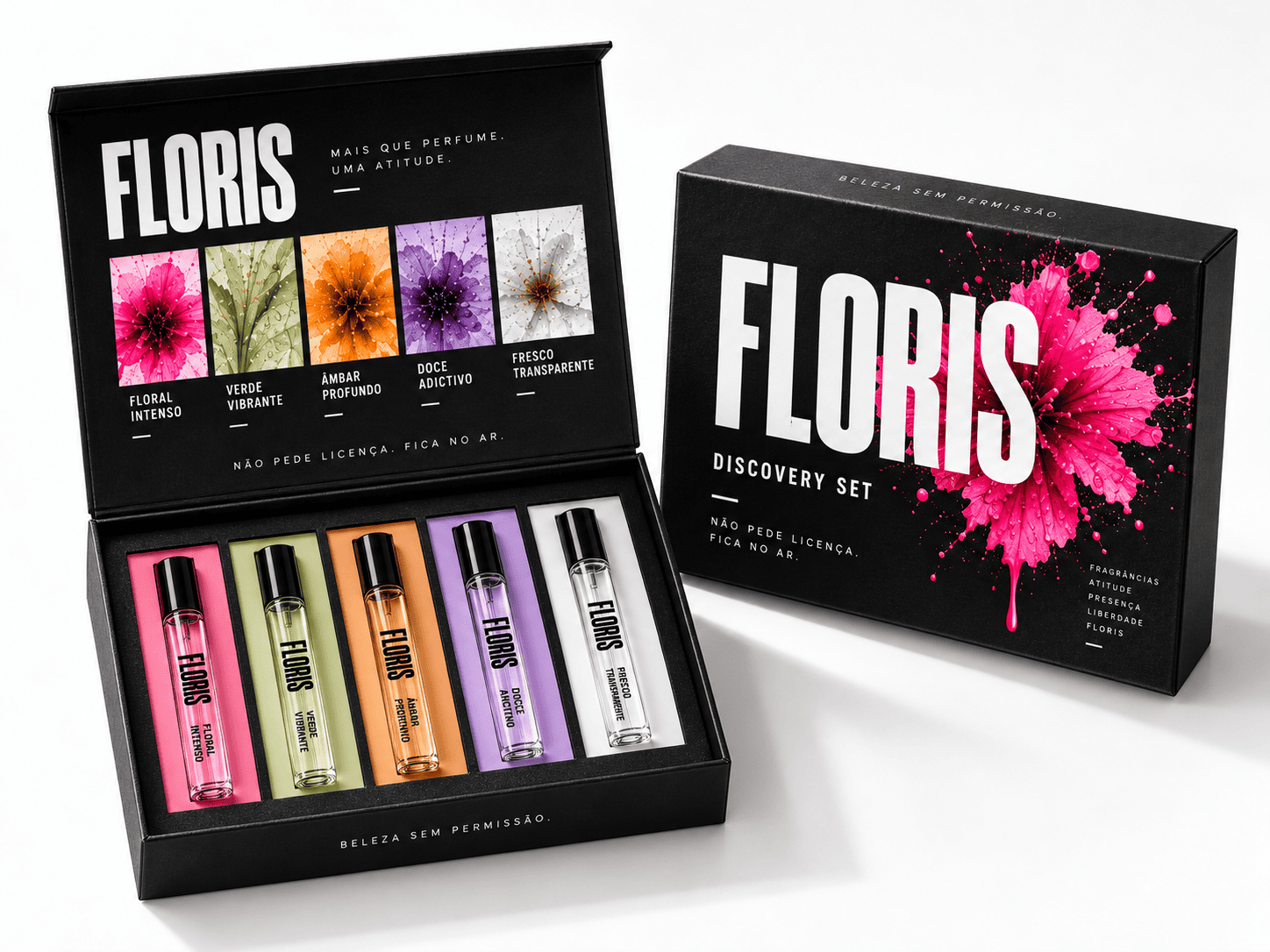 Discovery set da Floris com cinco miniaturas de perfume